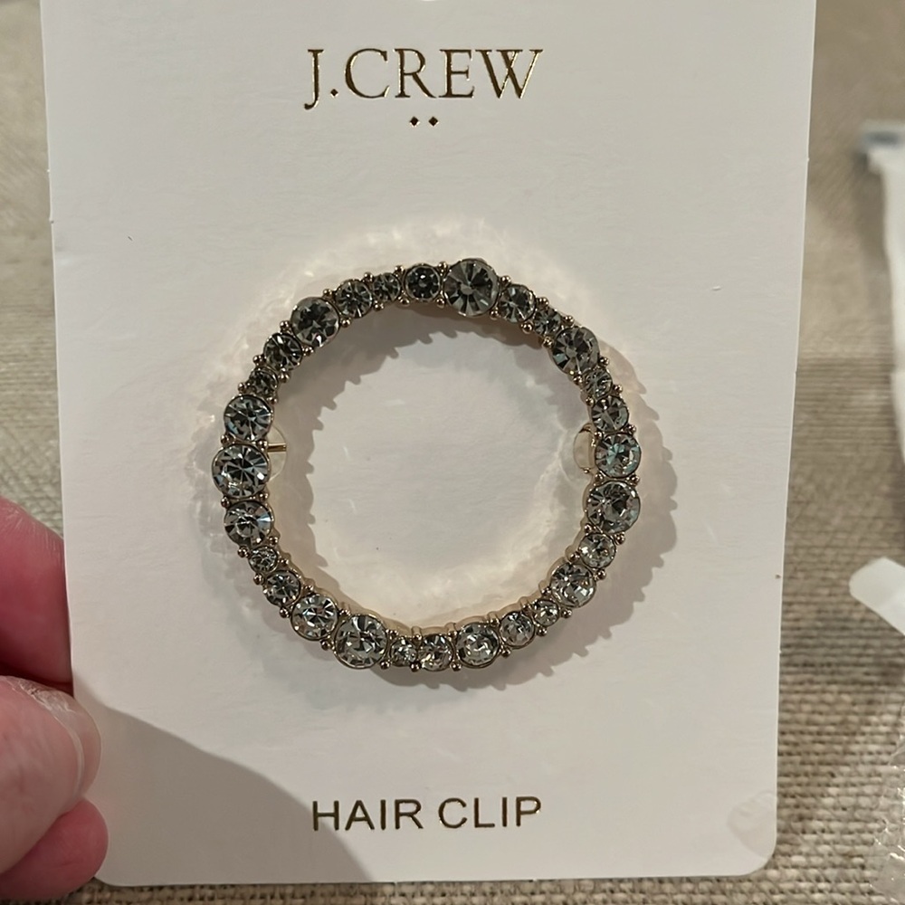 J. Crew Circle Circle Rhinestone Hair Barrette/NWT - Picture 4 of 8